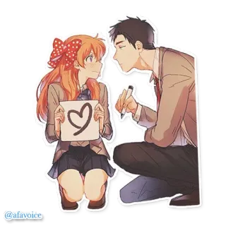 📝 anime, para, serce, rysunek, kreskówka, miłość telegram sticker
