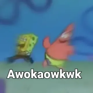 🏃‍♂ Spongebob Spongebob Squarepants Awokaowkwkwk spongebob, patryk rozgwiazda, kreskówka, śmieszne, mem telegram sticker