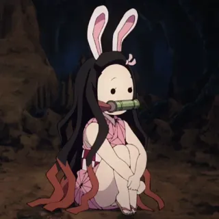 🔥 Nezuko Kamado Demon Slayer Nezuko, Demon Slayer, Anime, Oreilles de lapin telegram sticker