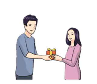 🎁 presente, dádiva, oferecer, casal, desenho animado, pessoas telegram sticker