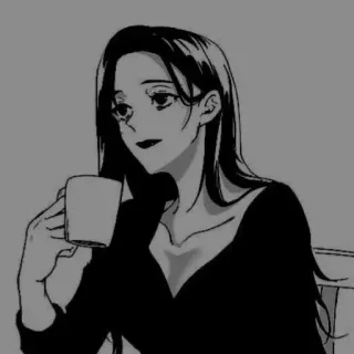 ❄️ woman, coffee, drinking, anime, illustration, portrait telegram sticker