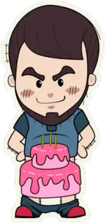 🍰 ulang tahun, kue, perayaan, kartun, stiker, pria telegram sticker