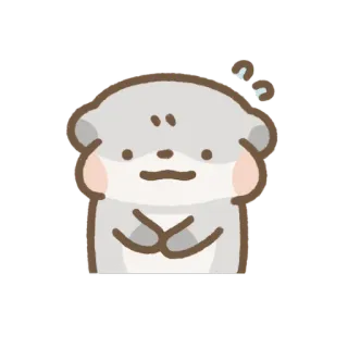 😣 Dessin animé, Animal, Mignon, Gris, Kawaii, Loutre whatsapp sticker