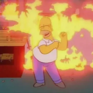 😌 Homer Simpson The Simpsons ไฟ, แอนิเมชัน, ตลก, การ์ตูน, กำลังไหม้, ตัวละคร, อารมณ์ขัน telegram sticker