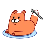 🥄 zorro, animal, lindo, dibujos animados, gato, cuchara, naranja telegram sticker