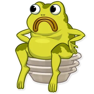 ☹️ ếch, buồn, ngồi, hoạt hình, biểu cảm, động vật, lưỡng cư whatsapp sticker