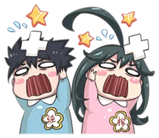 😫 纯 anime, chibi, medical, shocked, cute, chinese telegram sticker