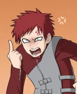 🍥 Gaara Naruto аниме, Гаара, средний палец, злой, ниндзя, песок telegram sticker