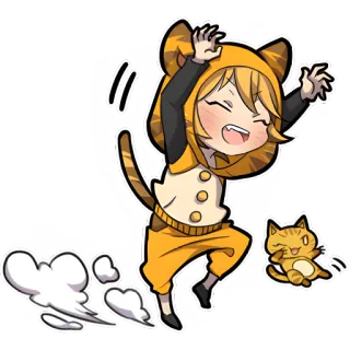 🥳 애니메이션, 고양이, 카와이, 귀여운, 스티커, 만화 telegram sticker