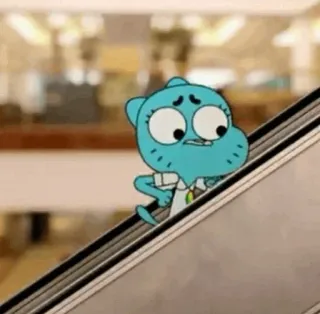 😄 Gumball The Amazing World of Gumball cartoon, animal, escalator, cat, funny, animation whatsapp sticker
