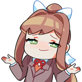 🤷‍♀ Monika Doki Doki Literature Club! Garota anime, Monika, Dando de ombros, Doki Doki Literature Club, Video game, Fofo, Personagem, Adesivo telegram sticker