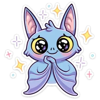 🥺 Fledermaus, süß, Tier, kawaii, Glitzer, Cartoon telegram sticker
