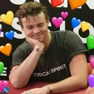 💕 AMERICAN SPIRIT Mann, Herzen, lächelnd, lässig, amerikanischer Geist telegram sticker