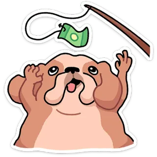 💵 chien, dessin animé, argent, monnaie, avidité, ludique, animal telegram sticker