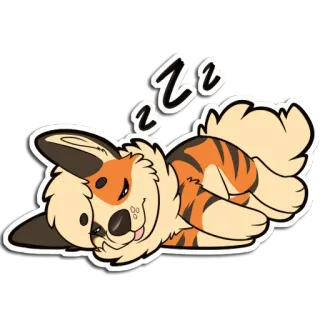 😪 zzz sleeping, feline, tiger, cute, cartoon, furry, rest, tired telegram sticker