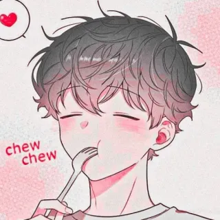 🐇 chew chew mangiare, kawaii, carino, cartone animato, ragazzo, anime, manga whatsapp sticker
