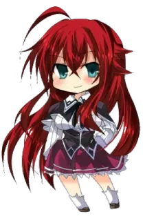 😚 Rias Gremory High School DxD anime, chibi, red hair, cute, fanart, cartoon, manga telegram sticker