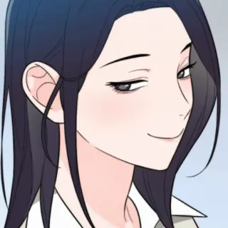 ♥️ mulher, sorriso irônico, expressão, desenho animado, ilustração, rosto, cabelo telegram sticker