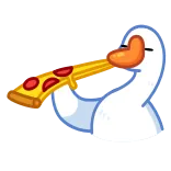 🍕 Gans, Pizza, Vogel, Essen, Tier, Cartoon telegram sticker