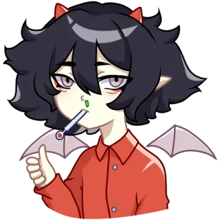 🤒 devil, cute, art, fanart, sick, anime telegram sticker