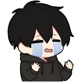 😩 อนิเมะ, ร้องไห้, เศร้า, จิบิ, อารมณ์ telegram sticker