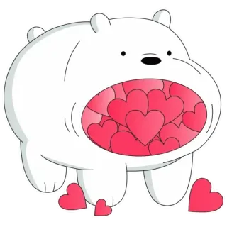🥰 Ice Bear We Bare Bears Urso Polar, We Bare Bears, Desenho animado, Animal, Urso, Corações, Amor, Fofo telegram sticker