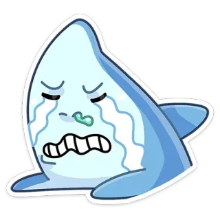 😭 Tiburón, llorando, triste, dibujo animado, sticker, azul, emoji telegram sticker
