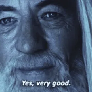 👍 Gandalf Lord of the Rings Yes, very good. tovenaar, heer van de ringen, film, goedkeuring, goed telegram sticker