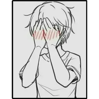 😳 Anime, Arrossire, Imbarazzato, Ragazzo, Disegno telegram sticker