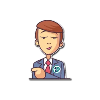 😏 Kreskówka, Biznesmen, Wskazywanie, Mężczyzna, Garnitur, Krawat telegram sticker