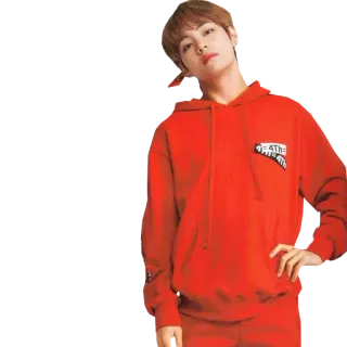 🙂 kpop, bts, v, idol, felpa rossa, celebrità, coreano telegram sticker