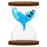 ⏳ cat, hourglass, time, blue, cartoon, sand timer telegram sticker