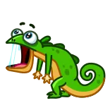😳 camaleonte, lucertola, animale, cartone animato, verde whatsapp sticker