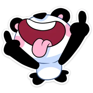 🖕 Panda, Doigt d'honneur, Grossier, Dessin animé, Autocollant, Offensant, Geste telegram sticker