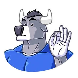 👌 황소, OK사인, 만화, 의인화, 동물 telegram sticker