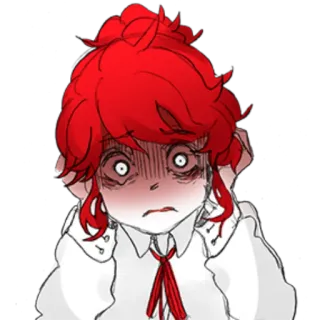 😱 cartoon, anime, character, red hair, expression, worried, scared telegram sticker