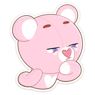 😠 urso, fofo, rosa, desenho animado, animal, kawaii, adorável telegram sticker