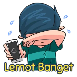 😣 Lemot Banget chậm, đang tải, khó chịu, internet, điện thoại whatsapp sticker