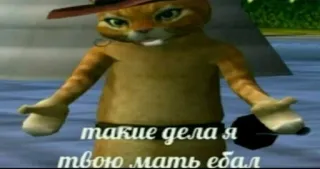 😉 Puss in Boots Shrek такие дела я твою мать ебал cat, meme, offensive, russian, puss in boots whatsapp sticker