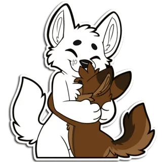 🥰 furry, hug, fox, wolf, cuddle, cute, anthropomorphic, affection telegram sticker