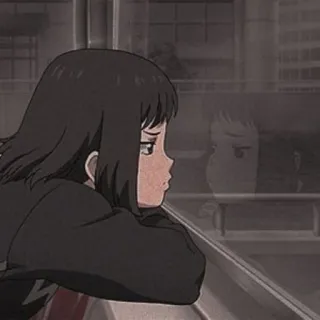 🥯 Anime, Garota, Triste, Janela, Reflexo, Contemplativa telegram sticker