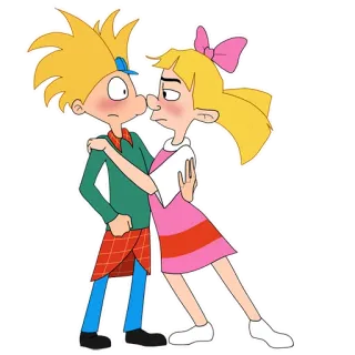 🥰 Arnold, Helga Hey Arnold! Ei Arnold!, Desenho animado, Nickelodeon, Personagens, Arnold, Helga telegram sticker