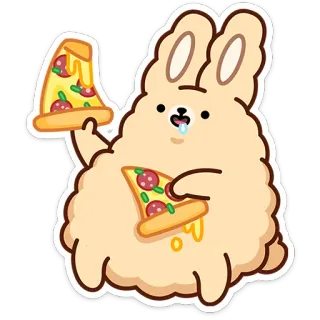 🍕 卡通, 兔子, 披萨, 可爱, 动物, 食物, 兔子 telegram sticker