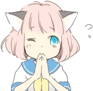 😓 Anime, Mangá, Garota gato, Kawaii, Fofo, Piscadela, Rubor telegram sticker