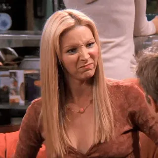 😠 Phoebe Buffay Friends Phoebe, Lisa Kudrow, Friends, tête drôle, grimace, expression telegram sticker