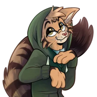 ☺️ gato, peludo, antropomórfico, desenho animado, moletom com capuz, animal, personagem telegram sticker