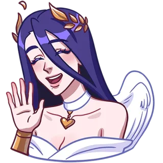 👋 천사, 파도, 여자, 날개, 금, 목걸이, 보석, 여신 telegram sticker