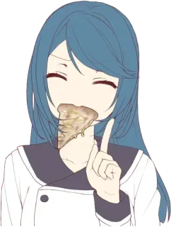 🍕 Anime, Fille, Pizza, Nourriture, Mignon, Illustration telegram sticker