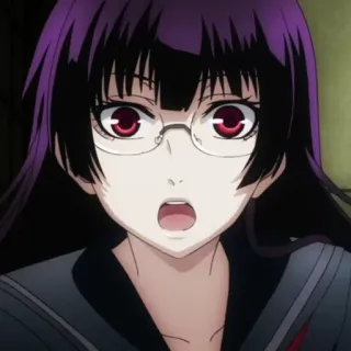🕸 Anime, Femme, Lunettes, Surprise, Choquée whatsapp sticker
