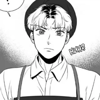 ✉️ HUH? manga, anime, illustration, portrait, drawing, black and white, man telegram sticker